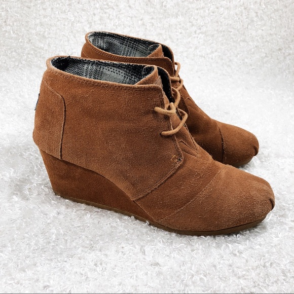 Toms Shoes - Toms Brown Wedge Lace Up Booties